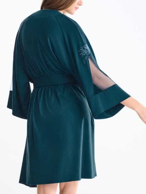 Lisca Nachtmode Velvet atlantic deep kimono