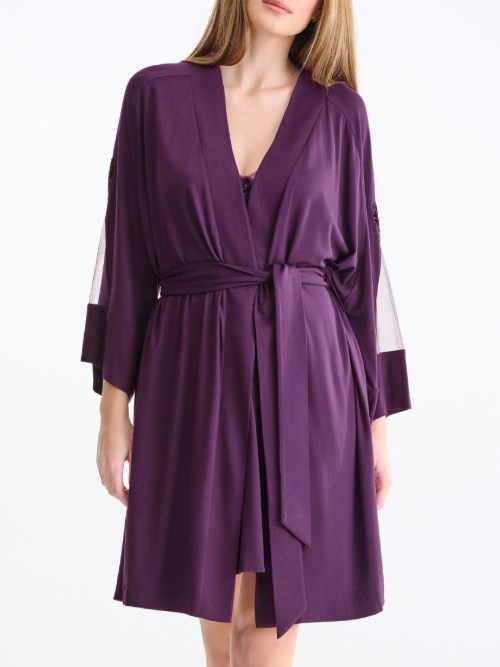 Lisca Nachtmode Velvet purple kimono