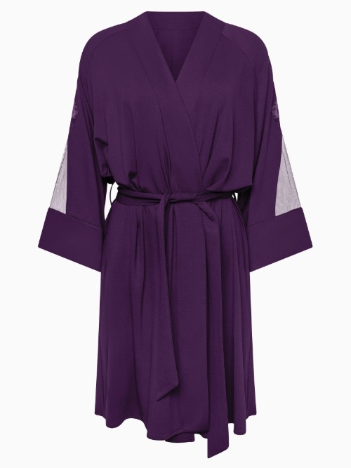 Lisca Nachtmode Velvet purple kimono