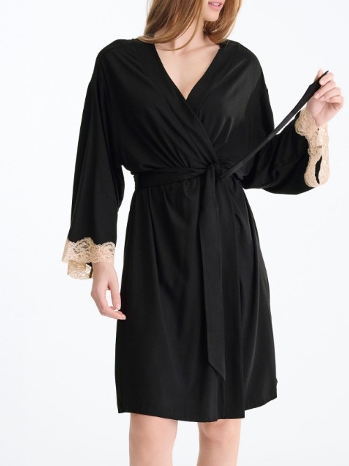 Lisca Nachtmode Tania black kimono