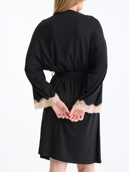 Lisca Nachtmode Tania black kimono