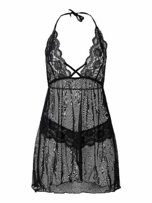 LingaDore Night 6001 black slipdress