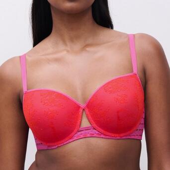 Chantelle Poison Half-cup T-shirt bra Flame Red / Fuchsia Purple