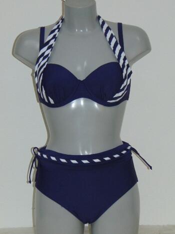 LENTIGGINI STRIPE Navy Halter/Wrap brief bikini