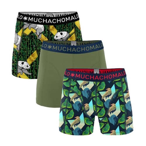 Muchachomalo panda/bird/solid green/print boxershort