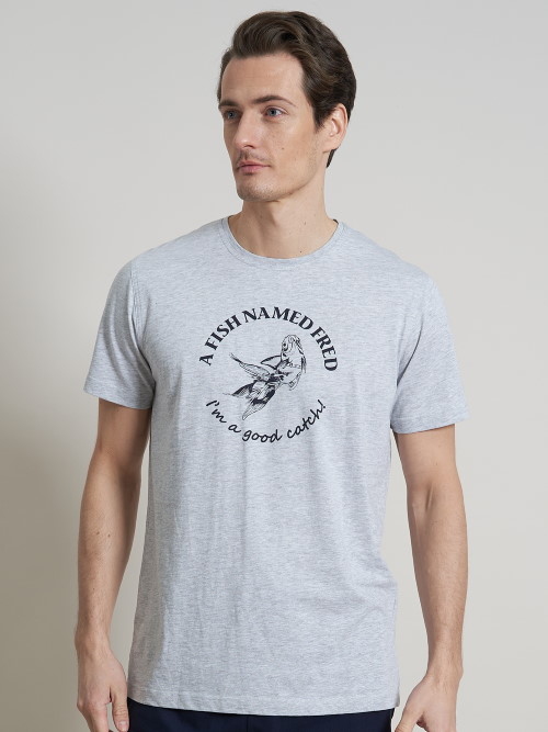 A Fish Named Fred 120001 grey melange shirt A Fish Named Fred 120001 grey melange shirt