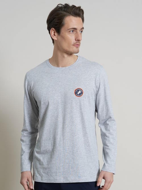 A Fish Named Fred 120002 grey melange pyjama shirt A Fish Named Fred 120002 grey melange pyjama shirt