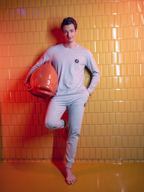 A Fish Named Fred 120003 grey melange pyjama pant A Fish Named Fred 120003 grey melange pyjama pant