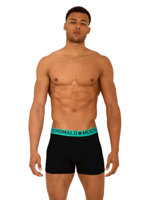 Muchachomalo Light Cotton Solid black/green boxer short Muchachomalo Light Cotton Solid black/green boxer short