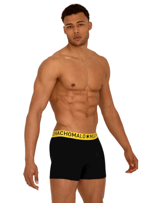 Muchachomalo Light Cotton Solid black/yellow boxer short Muchachomalo Light Cotton Solid black/yellow boxer short