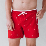 Bomain Basic red/white swimshort