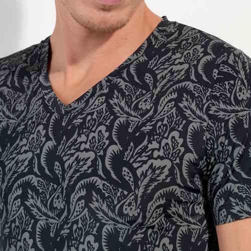 HOM Himeros black/print shirt HOM Himeros black/print shirt