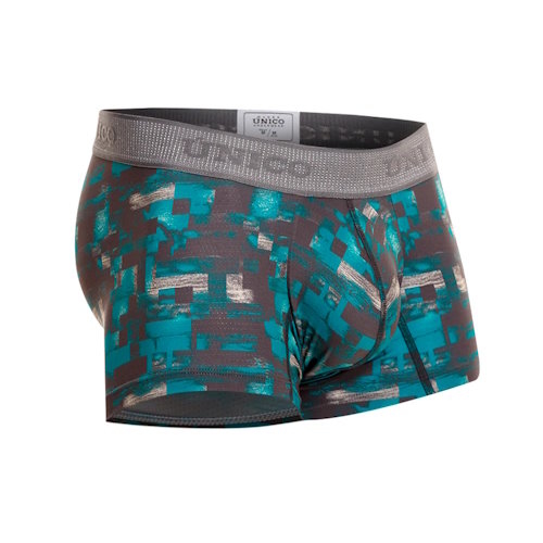 Mundo Unico Escaque aqua/print sport trunk Mundo Unico Escaque aqua/print sport trunk
