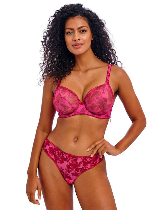 Freya Rose Blossom red/pink non-padded bra Freya Rose Blossom red/pink non-padded bra