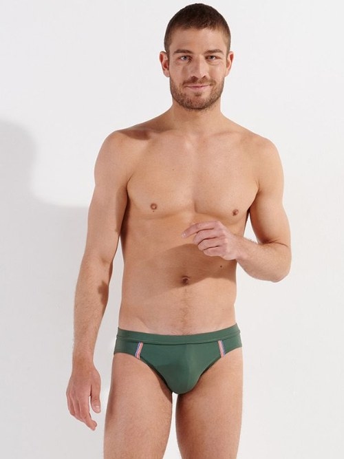 HOM Swimwear Nautical Cup khaki swim brief HOM Swimwear Nautical Cup khaki swim brief